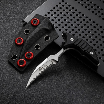 Double bee shaped push type dagger serrated DLC blade