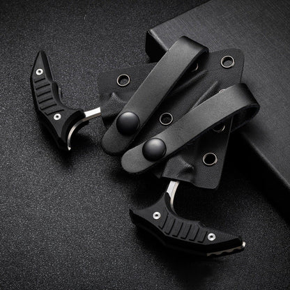 Double bee shaped push type dagger serrated DLC blade