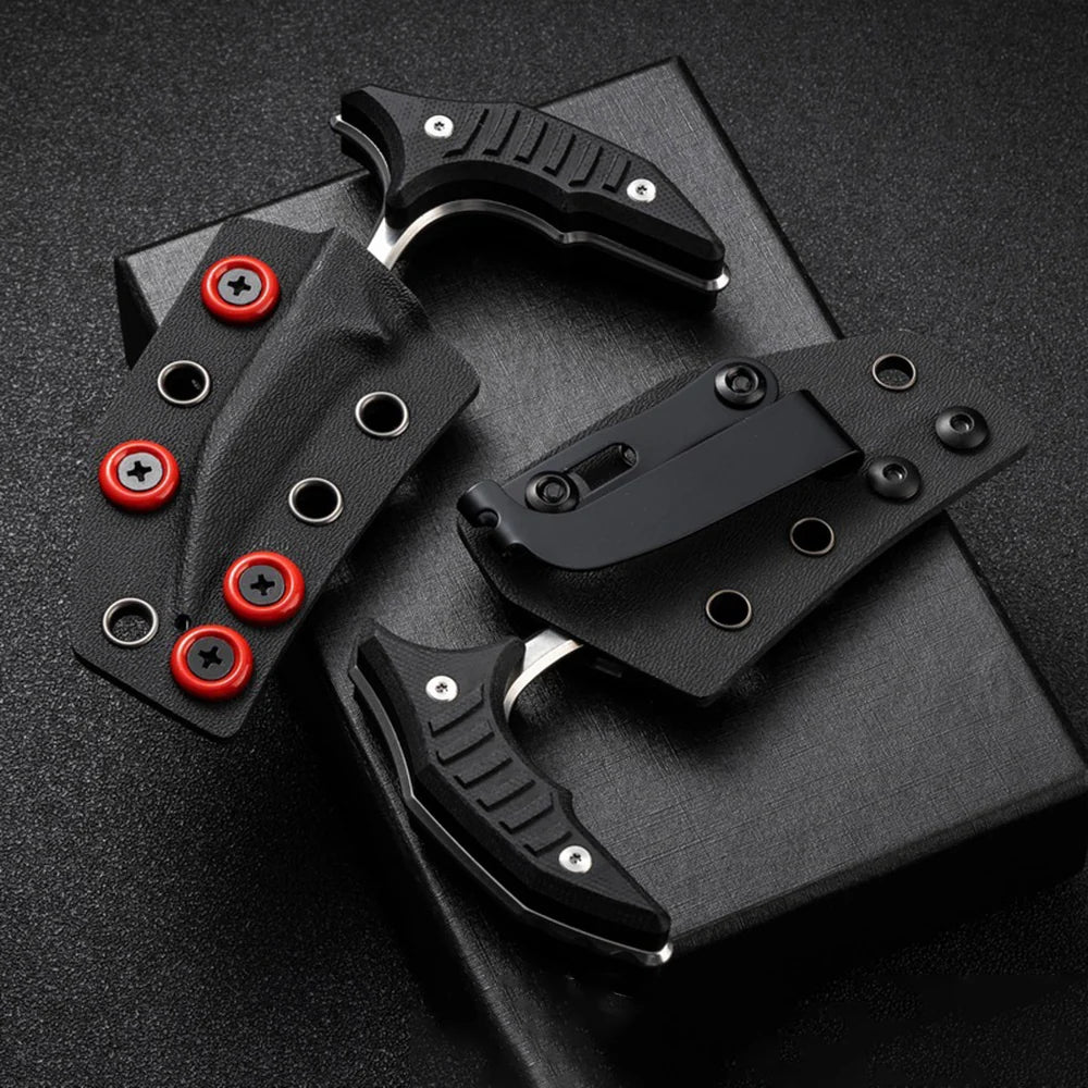 Double bee shaped push type dagger serrated DLC blade