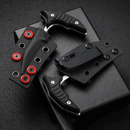 Double bee shaped push type dagger serrated DLC blade